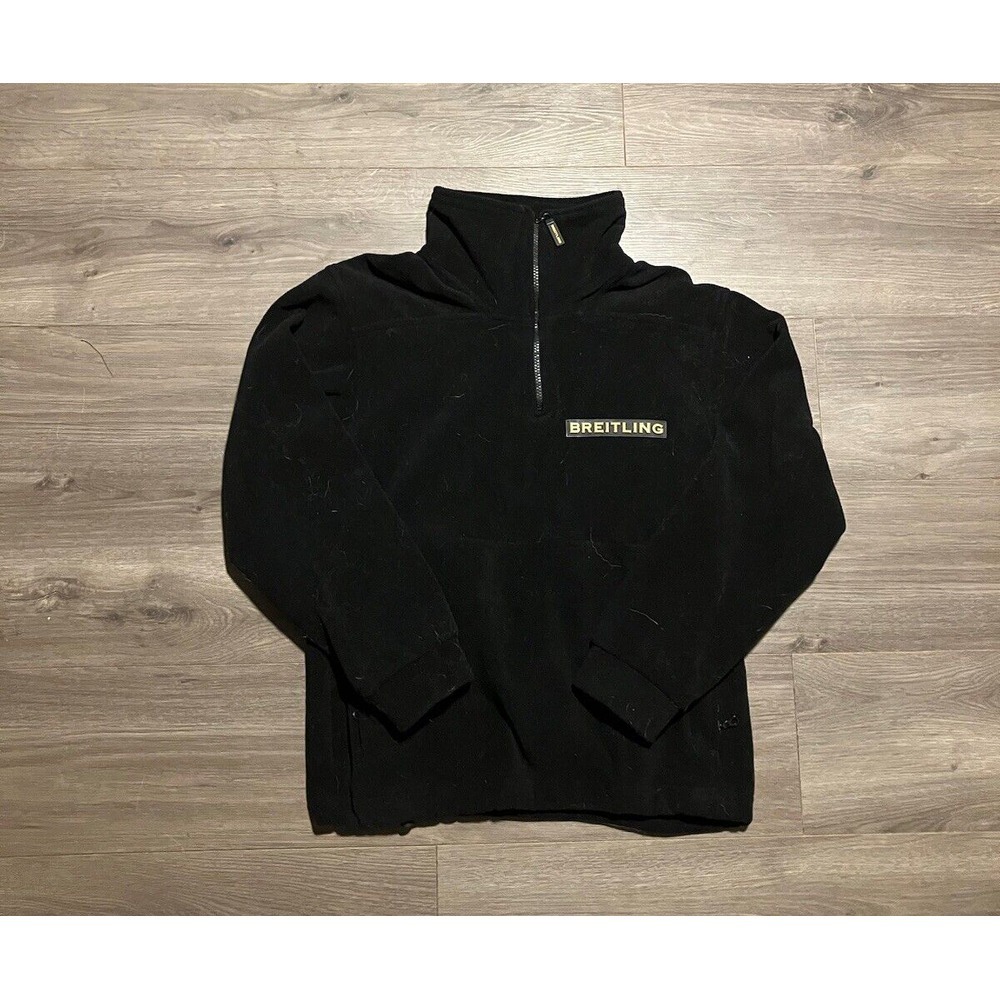 Breitling Watch 1/4 Quarter Zip Fleece Pullover Sweater Jacket Black Size Medium